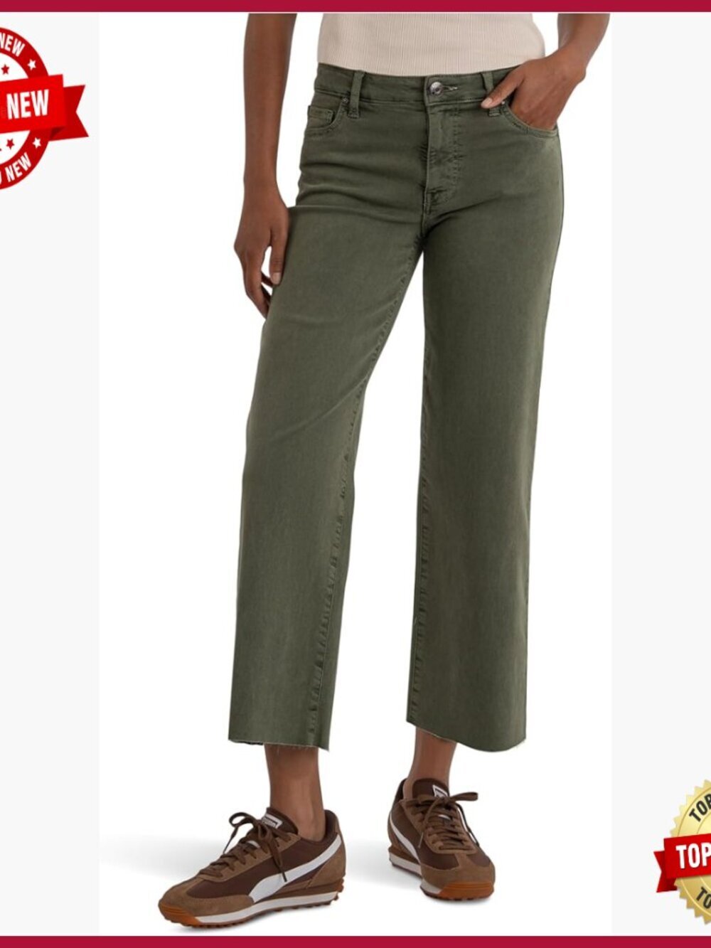 High-Rise Wide Leg Jeans with Raw Hem, Soft Denim, Regular Fit